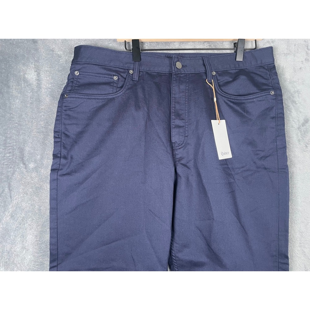 NWT Quince Mens 36x30 Navy Blue 5-Pocket Stretch Cotton Chino Pants Straight Leg